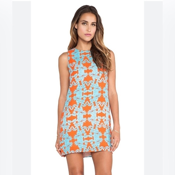 EIGHT SIXTY Ohana Orange and Blue Sleeveless Dress - Picture 1 of 8